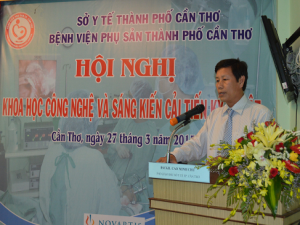 BS.CKII Cao Minh Chu, Phó Giám đốc Sở Y tế, phát biểu tại hội nghị.