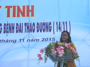 BS.Nguyễn Thị Thu Mai, Phó Giám đốc Trung tâm Y tế dự phòng TP Cần Thơ phát biểu tại buổi lễ mít tinh.