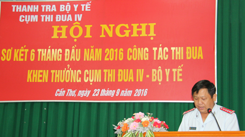 Ông Giang Hán Minh, Phó Chánh thanh tra Bộ Y tế, phát biểu tại hội nghị.