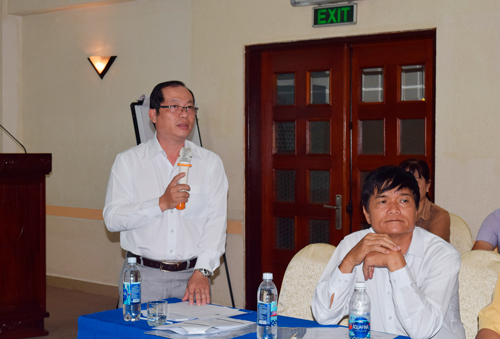 BS.CKII Nguyễn Quang Thông, Giám đốc Trung tâm Phòng, chống HIV/AIDS phát biểu tại hội nghị.