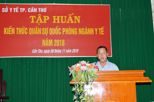 BS.CKII Nguyễn Thành Lập, Trưởng phòng Nghiệp vụ Y, Sở Y tế phát biểu khai mạc.