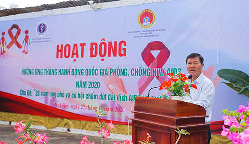 Ông Nguyễn Thanh Hòa, Giám đốc Cơ sở Cai nghiện ma túy TP Cần Thơ, phát biểu khai mạc.